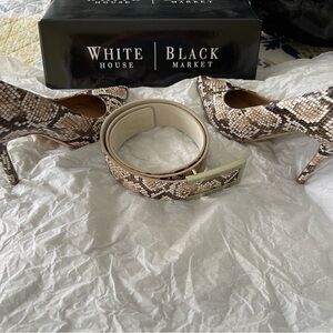 White House Black Market Snakeskin Heels and Belt Set